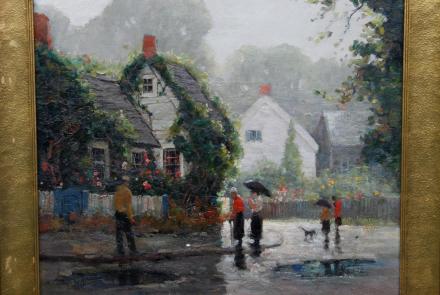 Appraisal: Anthony Thieme Oil on canvas "Rainy Day," ca. 193: asset-mezzanine-16x9