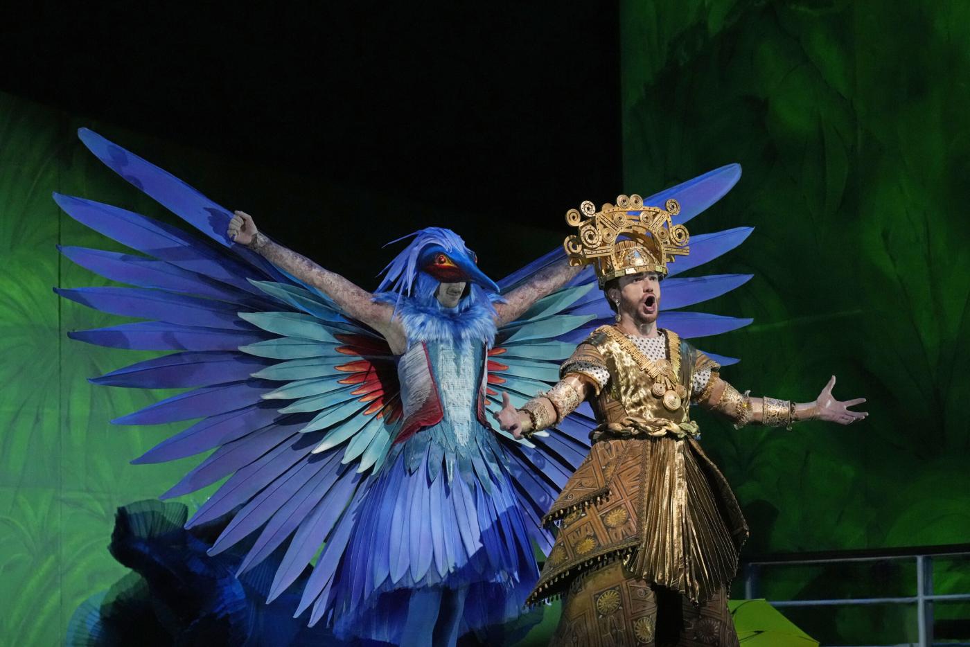 Griffin Massey as the Heron and Mattia Olivieri as Riolobo in Catán's "Florencia en el Amazonas." Photo: Ken Howard / Met Opera